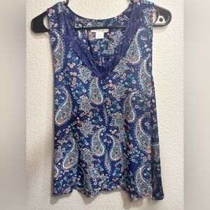 Ariat Tonia blue Paisley floral lace split back tank